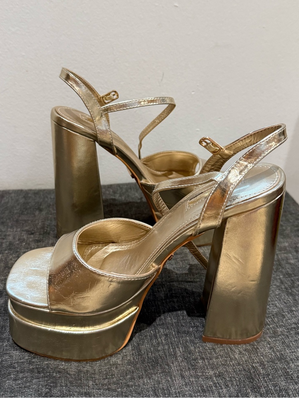 Metallic Gold Platform Slingback Sandals - Picture 2 of 2